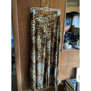 Women's Maxi Skirt Fold Over Band Leopard Animal Print Size Medium 30" Waist EUC